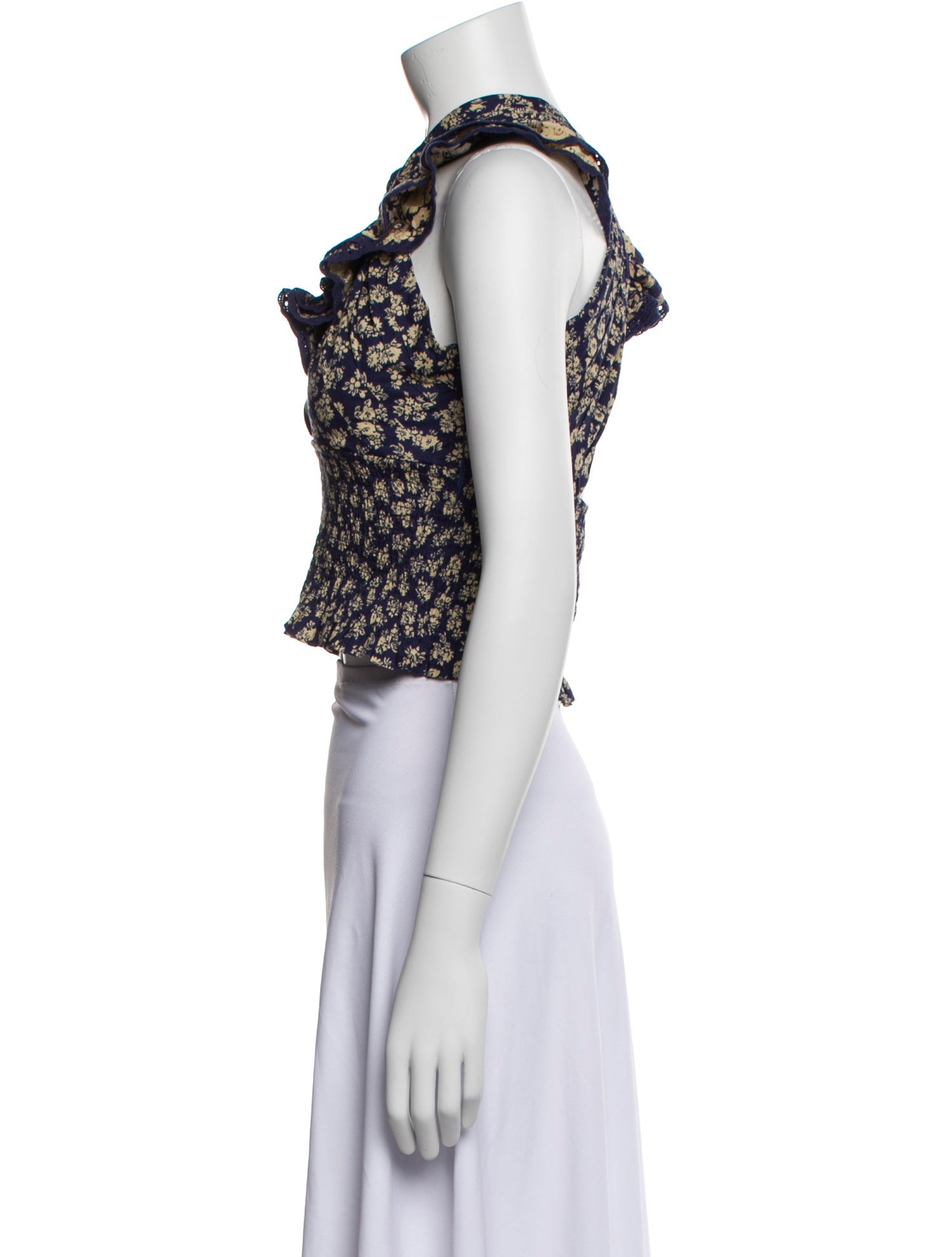 Sézane Floral Print Mock Neck Crop Top w/ Tags